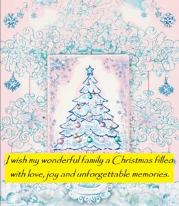 I wish my wonderful family a Christmas filled with love, joy and unforgettable memories.